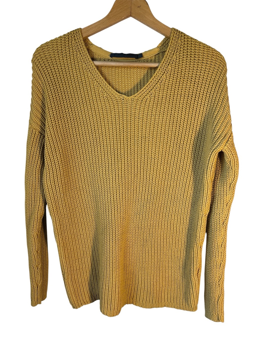 Jenni Kayne Organic Cotton Cabin Fisherman Sweater Mustard Size XS Sustainable